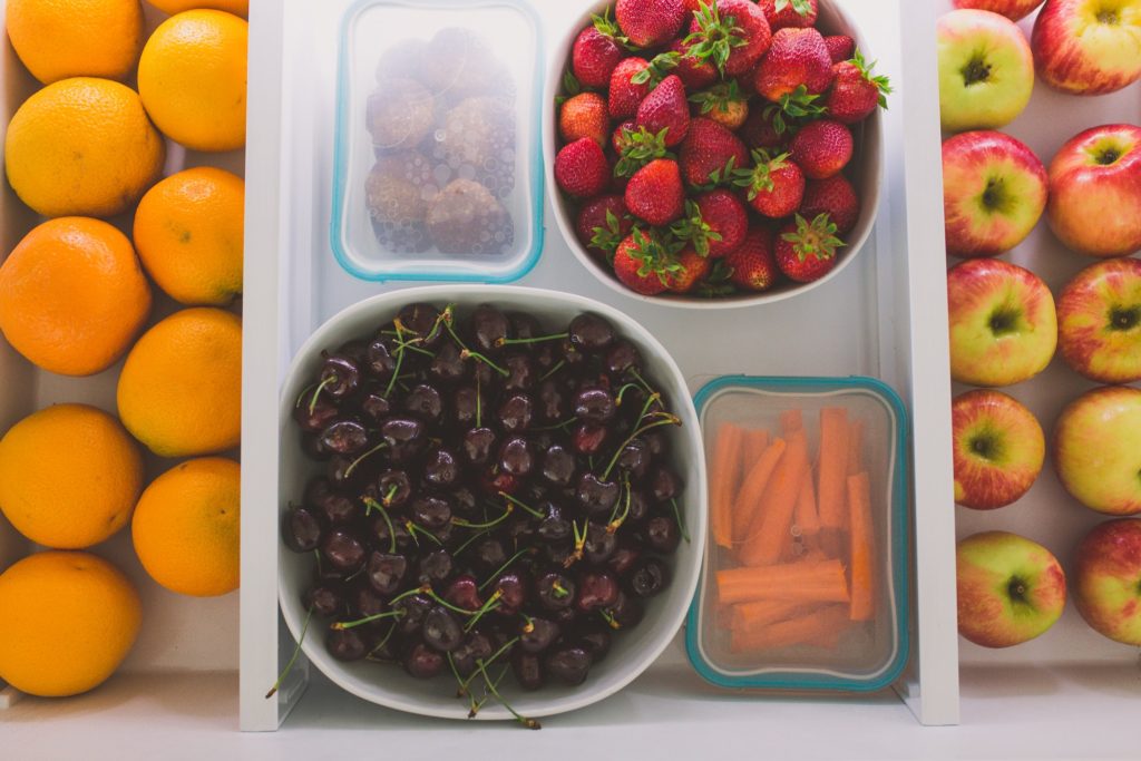 Healthy snacks in the refrigerator