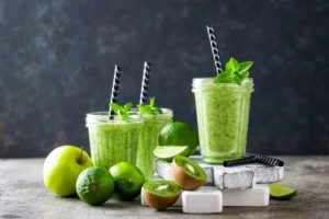 Vegan antioxidant green smoothie, organic cocktail